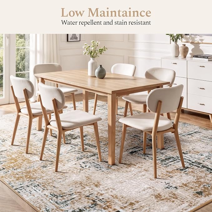 Rugflix 8x10 Washable Area Rugs, Neutral Boho Carpet Living Room Rug Non Slip - Image 3