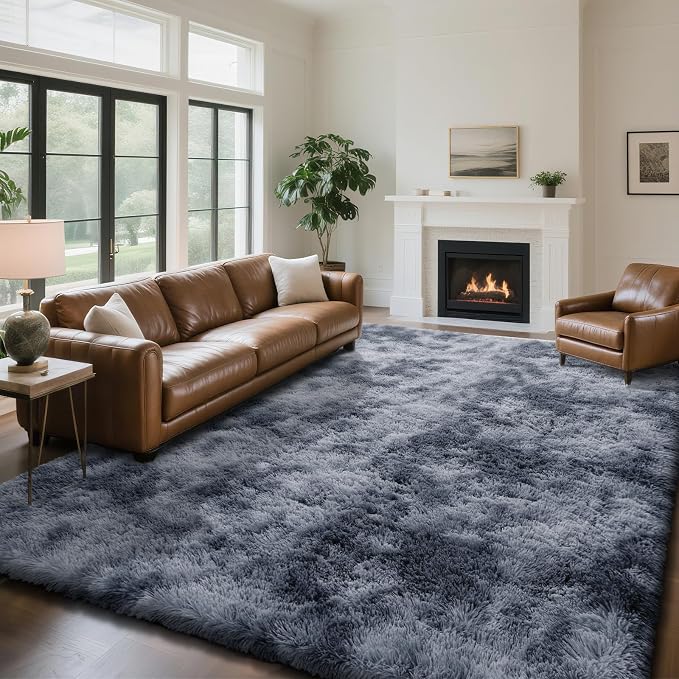 yongyangjuxin Fluffy Rug Shag Area Rug, Mottling Dark Grey 10x14 Area Rugs - Image 2