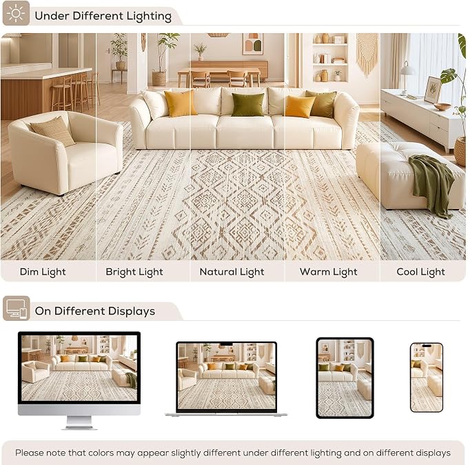 Nakagishi Area Rug Living Room Rugs: 5x7 Large Soft Machine Washable Boho - Image 9
