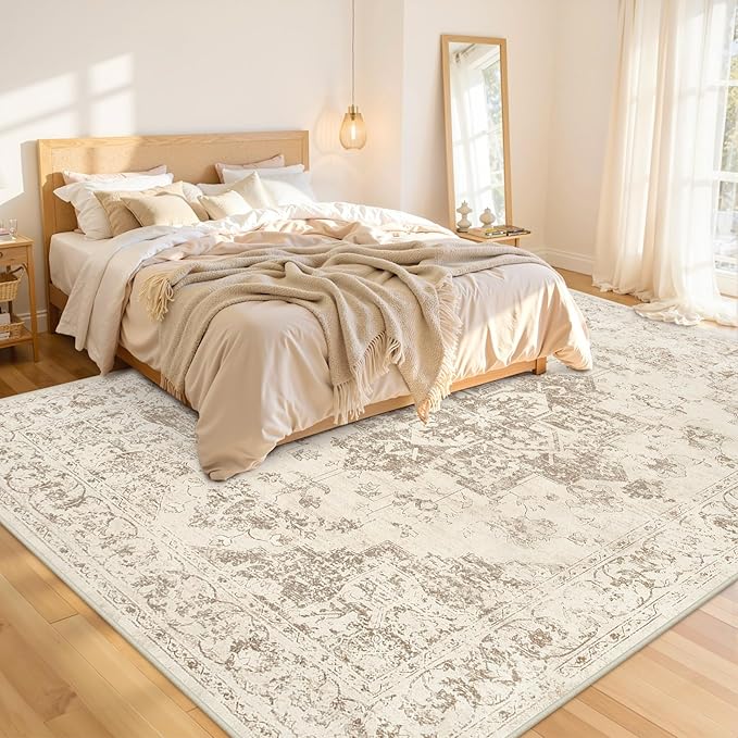 10x12 Area Rug for Living Room: Vintage Boho Neutral Washable Rug Indoor Soft - Image 2