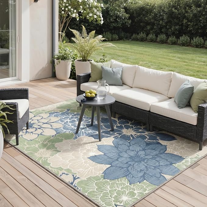 GENIMO Indoor Outdoor Area Rug 5'x7', Machine Washable Rugs by GENIMO