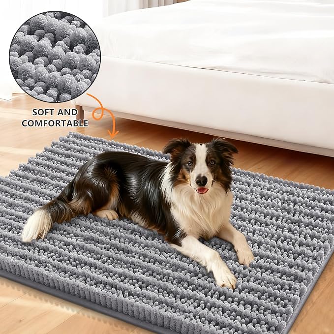 Smiry Dog Door Mat for Muddy Paws 40x32, Absorbent Dirt Trapper, Non-Slip - Image 2