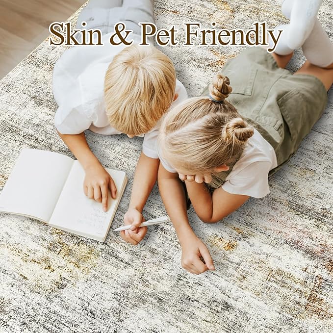 Soalmost 10x14 Area Rugs for Living Room, Non Slip Machine Washable Vintage Rugs - Image 3