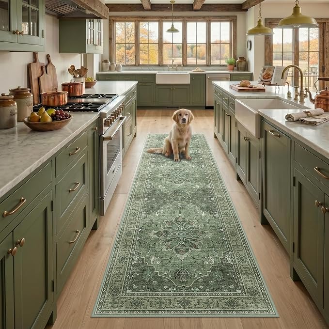 RELEANY Area Rugs Runner 2'x7' Washable Non-Slip, Floral Vintage Distress - Image 2