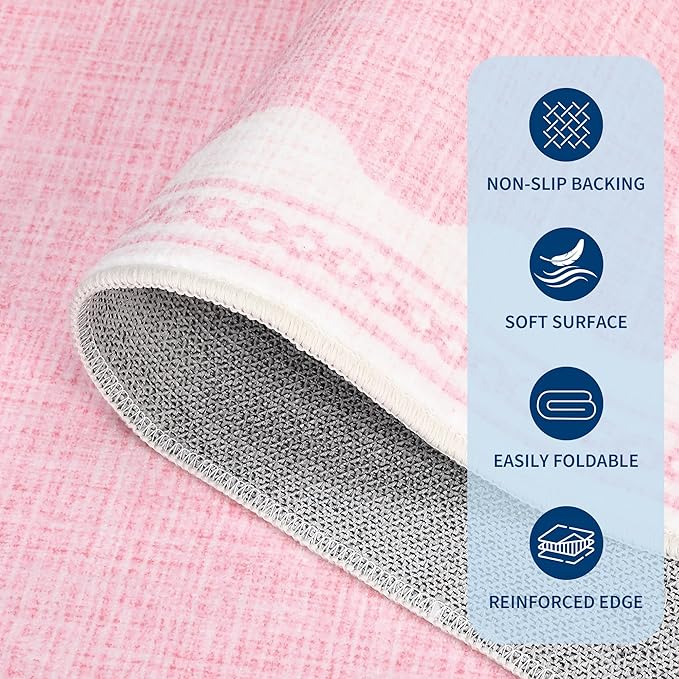 GarveeHome 2x6 Runner Rug for Hallway Washable Kitchen Rugs Non Slip Solid Pink - Image 7