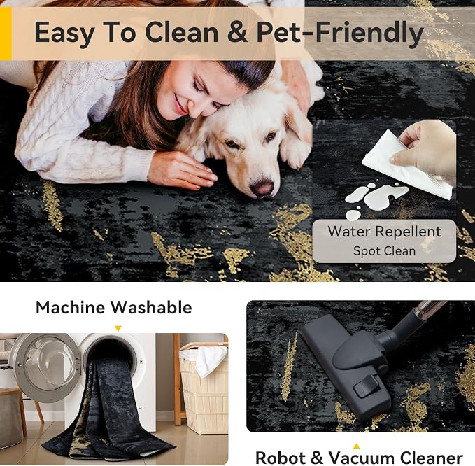 RELEANY Washable Area Rugs 8ft Non-Slip Modern Abstract Soft - Image 4