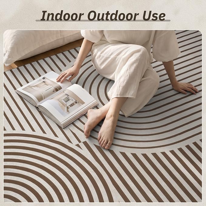 AMOAMI Outdoor Rug Patio Rug 5x8 ft Quick Dry Flatweave Textured Machine - Image 6