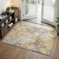 Beige Gold Entryway Rug 3x5 Door Mat Indoor Entrance 36x60, Washable Small by Acapet