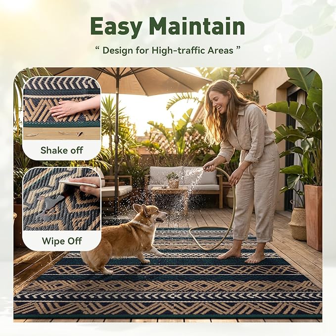 MontVoo Outdoor Rug Carpet Waterproof-Patio Rug Mat 6x9 Reversible RV Outdoor - Image 6