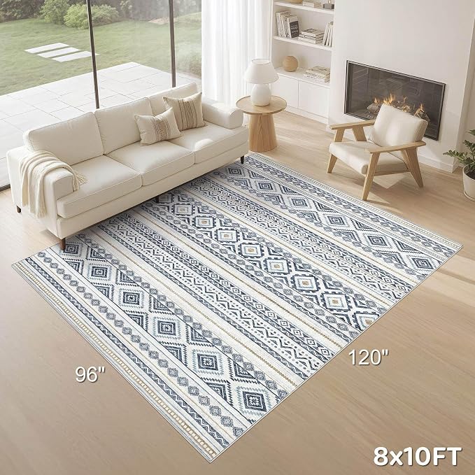 cotiled 8x10 Area Rugs Living Room Rug: Washable Boho Rugs - Image 2