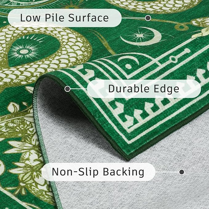 DCX Washable 6x9 Snake Rug, Soft Low Pile Carpet, Kid & Pet Friendly - Image 5