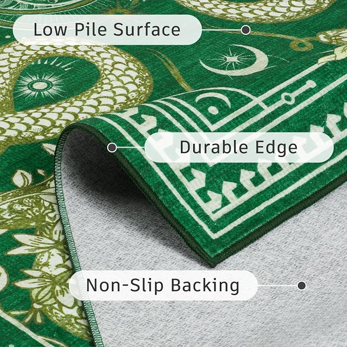 DCX Washable 5x7 Snake Rug, Soft Low Pile Carpet, Kid & Pet Friendly - Image 6