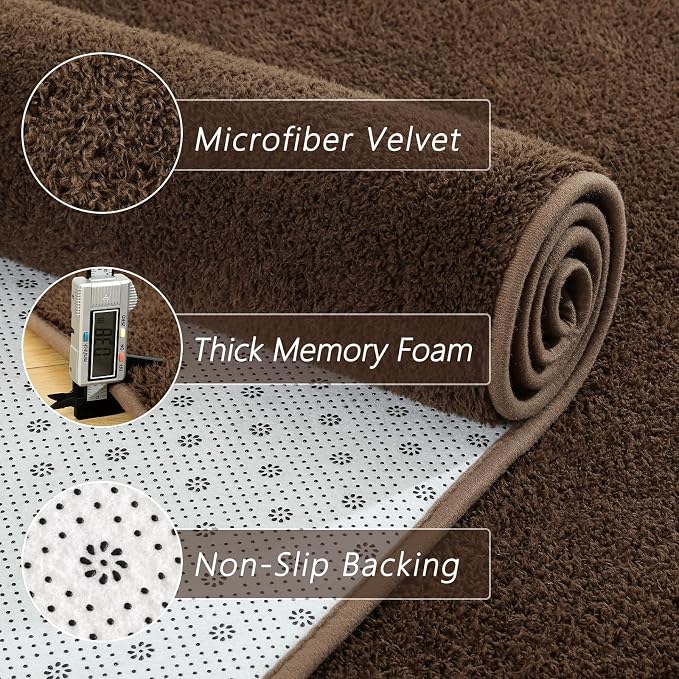 5x7 Feet Brown Area Rugs for Bedroom, Indoor Washable Memory Foam Rug for - Image 4
