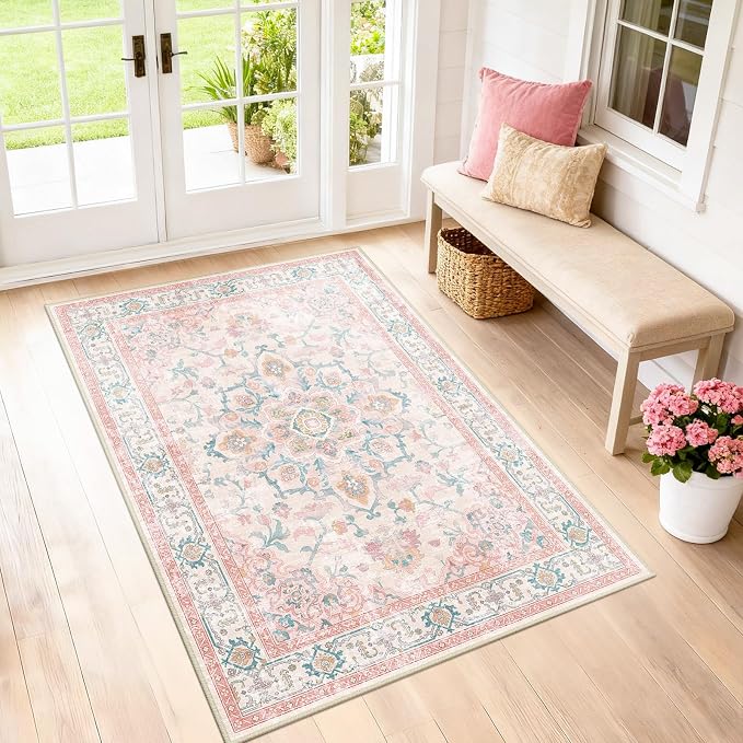 CAPALOCA Machine Washable Rugs Nursery Rug 3x5 Cute Girl Non Slip Low Pile - Image 9