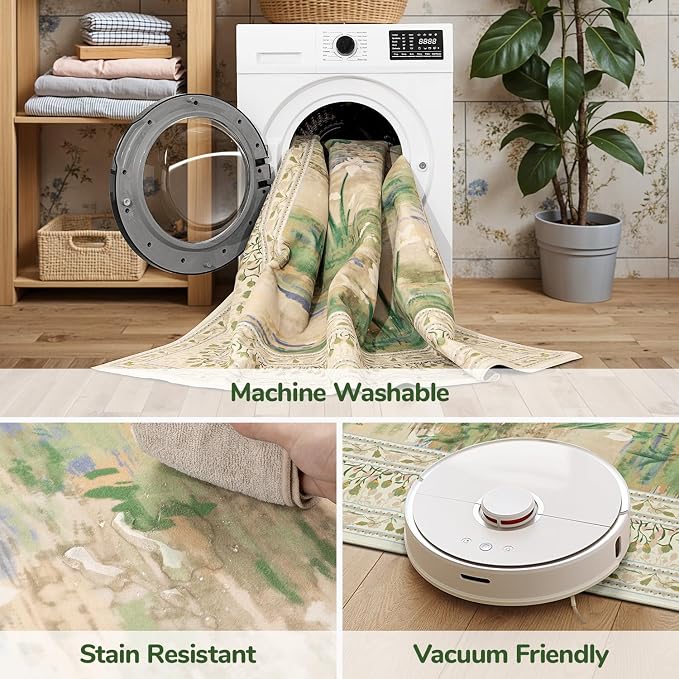 Lessymo Floral 8x10 Area Rugs for Living Room, Soft Non Slip Washable Rugs for - Image 6