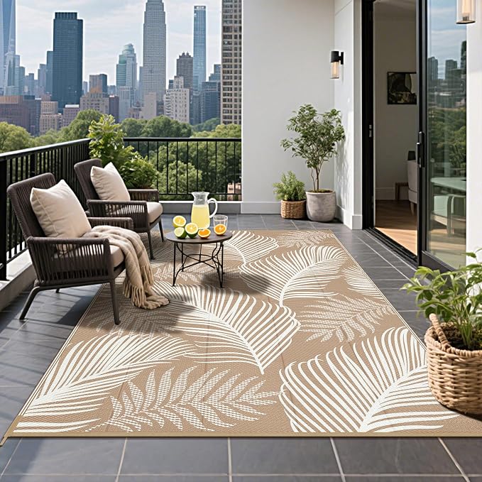 Pauwer Waterproof Outdoor Rug 5x8, Reversible Plastic Straw Patio Camping Rug - Image 8
