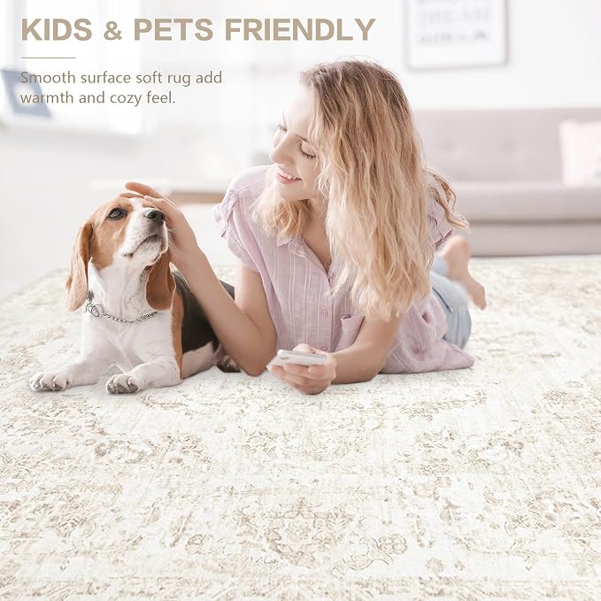8x10 Area Rugs for Living Room: Washable Rug Vintage Large Rugs Soft Non Slip - Image 6