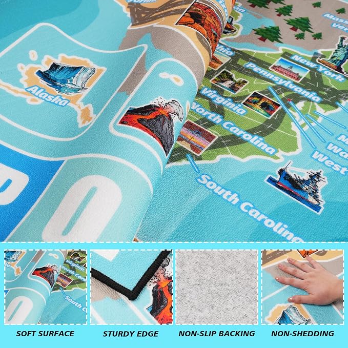 Car Rug Play Mat 5x7 ft, Race Track Map Road Rug - Image 4