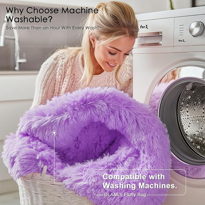 OLANLY 2x3 Machine Washable Small Bedside Rug, Soft Fluffy Shaggy Entryway - Image 2