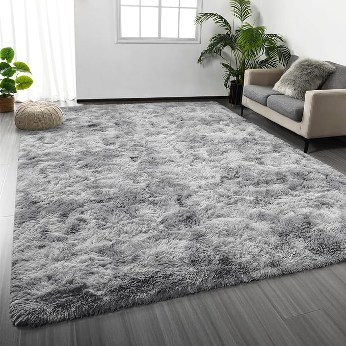 Deerhoo Large Shag Area Rugs 8 x 10, Tie-Dyed Plush Fuzzy Rugs by Deerhoo