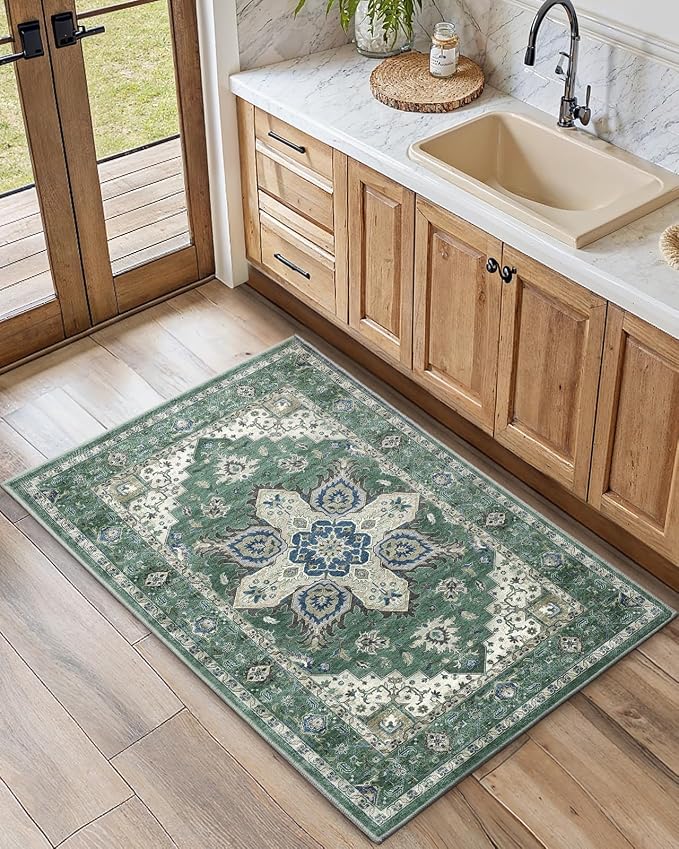 AMADA HOMEFURNISHING 2x3 Washable Area Rug, Low-Profile Entryway Rug - Image 3