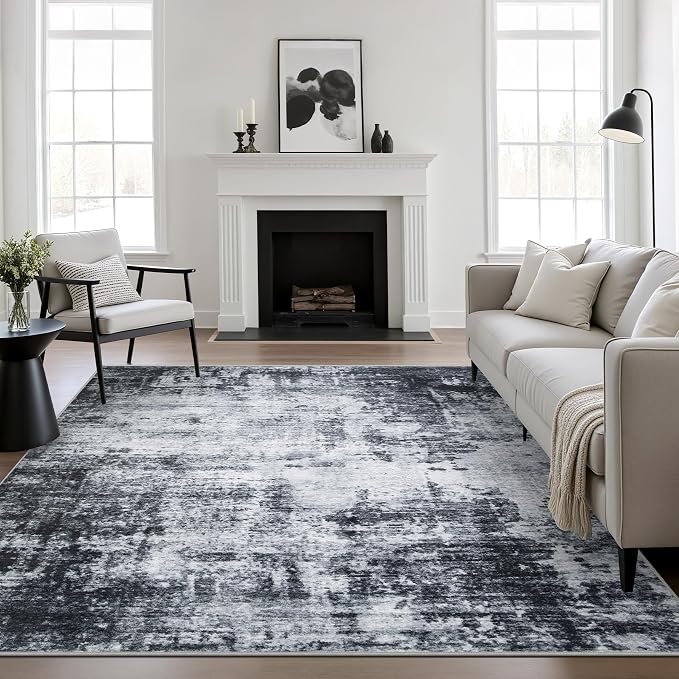 5x5 Area Rug Living Room Rug: Washable Modern Abstract Soft Thin Rug Indoor by FXRHLP
