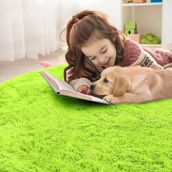OLANLY Lime Green Round Rugs for Bedroom - Image 6