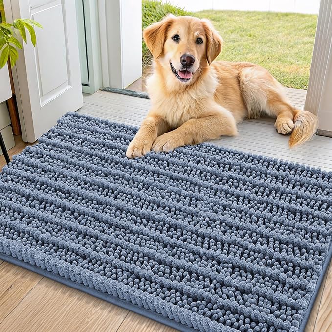 Smiry Dog Door Mat for Muddy Paws 36x24, Absorbent Dirt Trapper, Non-Slip by Smiry