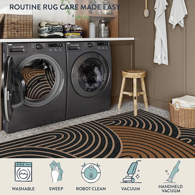 Lahome Enfys Modern Rainbow Easy Jute Carpet, Washable Rugs 5x7 - Image 4