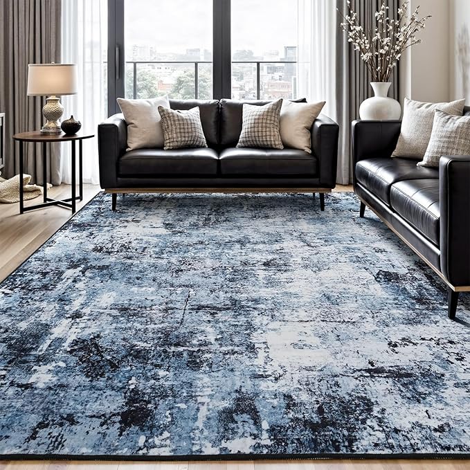 Rugflix 7x9 Area Rugs for Living Room, Washable Large Rug Stain-Resistant Low by RugflixAreaRugs