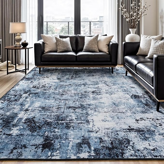 Rugflix 8x12 Area Rugs for Living Room, Washable Large Rug Stain-Resistant Low by RugflixAreaRugs