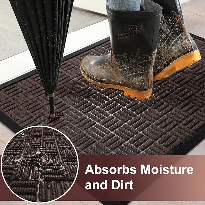Mibao Front Door Mat Outdoor Entrance, Waterproof Dirt Trapper Doormat - Image 3
