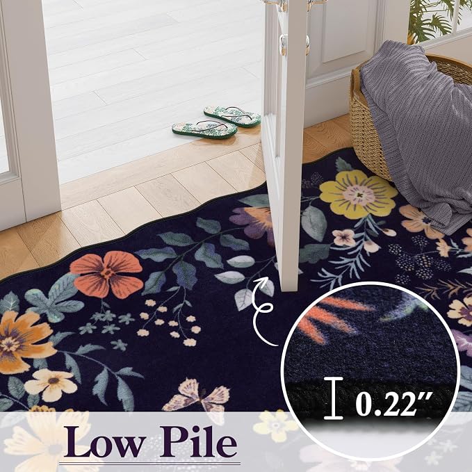 Lahome Floral Kitchen Runner, 2X6 Washable Runner Rug Non-Slip, Ultra-Thin Soft - Image 5