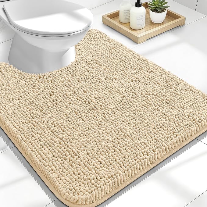 OLANLY Toilet Rugs U-Shaped 24x20, Extra Soft Absorbent Chenille Contour by OLANLY