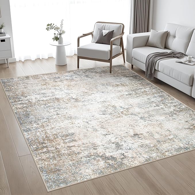 6x6 Area Rug Living Room Rug: Washable Modern Abstract Soft Thin Rug Indoor - Image 2