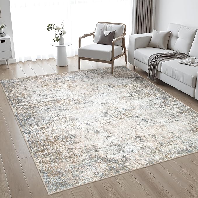 4x4 Area Rug Living Room Rug: Washable Modern Abstract Soft Thin Rug Indoor - Image 2
