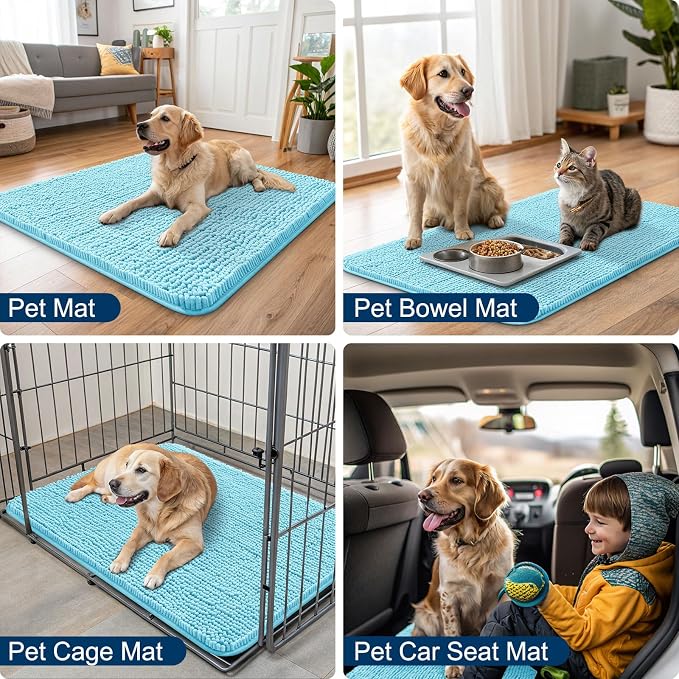 Smiry Dog Door Mat for Muddy Paws 30x20, Absorbent Dirt Trapper, Non-Slip - Image 6
