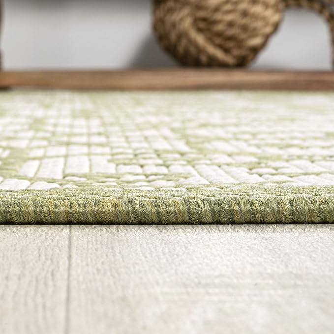 JONATHAN Y Vintage Filigree Indoor Outdoor Area Rug 9X12 Green/Cream, Madrid - Image 7