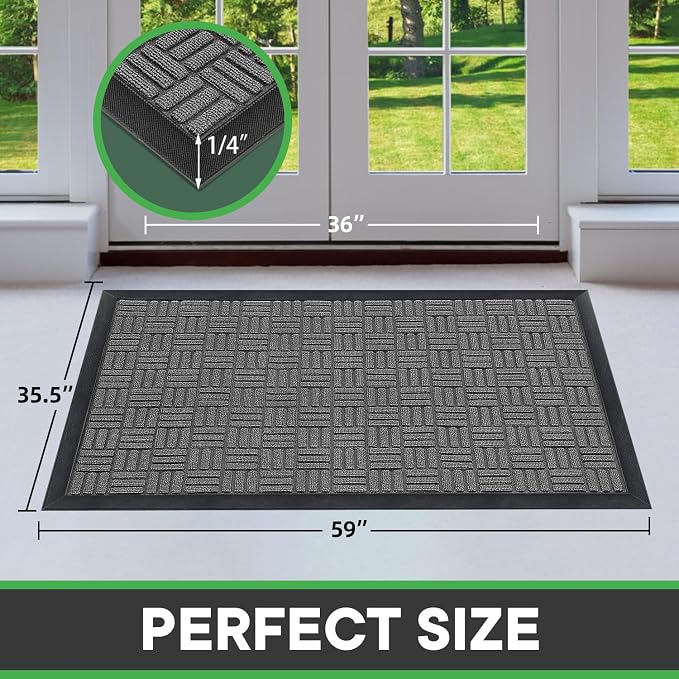 Mibao Front Door Mat Outdoor Entrance, 61.5" x 36" Heavy Duty Welcome Mat - Image 2