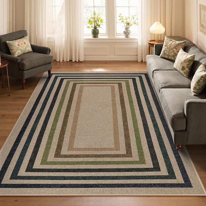 Lahome Enfys Modern Geometric Easy Jute Rug, Washable 5x7 Indoor Outdoor Rugs - Image 6