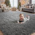 4x6 Area Rugs for Living Room Rug: Soft Fluffy Shag Light Gray Rugs for Bedroom by CarpetAddColortoYourLife