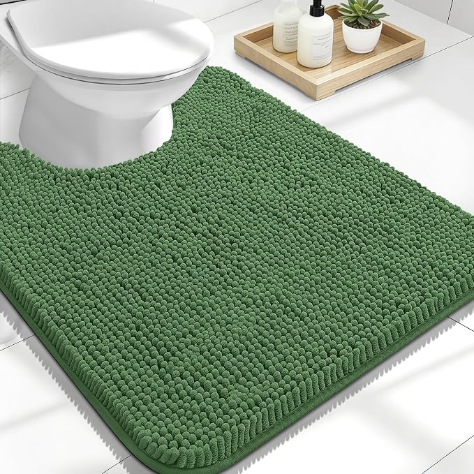 OLANLY Toilet Rugs U-Shaped 24x20, Extra Soft Absorbent Chenille Contour by OLANLY