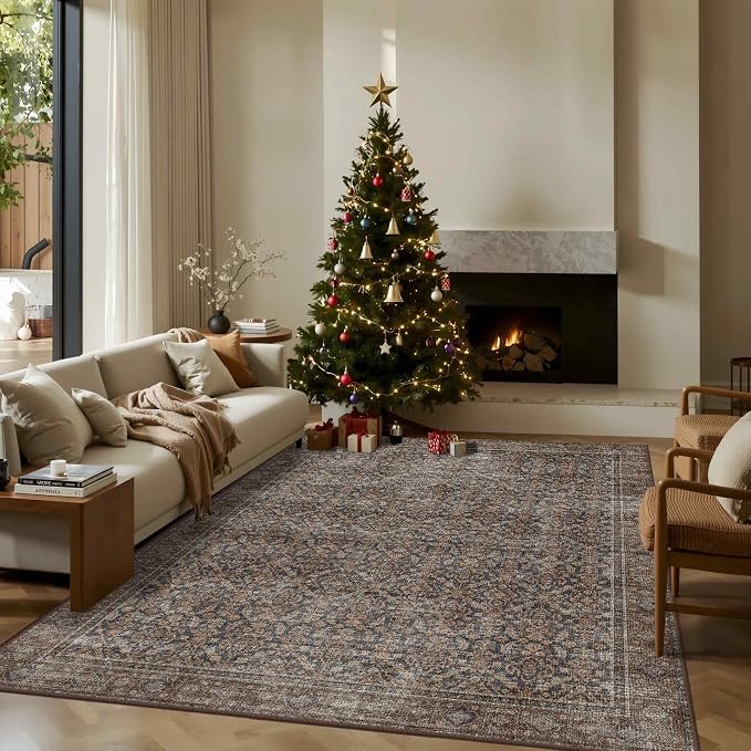 Latte&Fog 5x7 Area Rugs for Living Room, Vintage Taupe Brown Washable Rug - Image 4