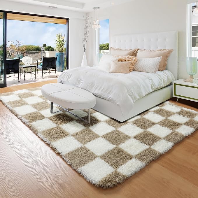 KICMOR Area Rugs for Bedroom Living Room, 4x6 Fluffy Soft Beige and Cream White - Image 8