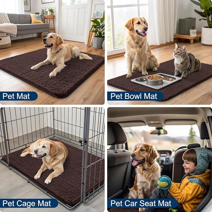 Smiry Dog Door Mat for Muddy Paws 47x32, Absorbent Dirt Trapper, Non-Slip - Image 6