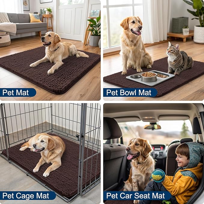 Smiry Dog Door Mat for Muddy Paws 40x24, Absorbent Dirt Trapper, Non-Slip - Image 6