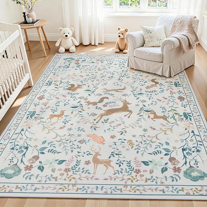 6x9 Area Rugs Washable Rug: Large Boho Living Room Rug Soft Non-Slip Low Pile by Yidanamy