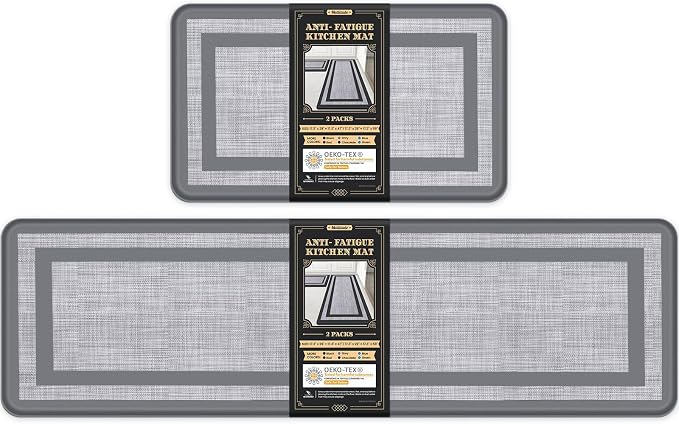 Mattitude Kitchen Mats Set of 2 Cushioned Rugs 0.47 inch Thick Anti-Fatigue Mats by Mattitude