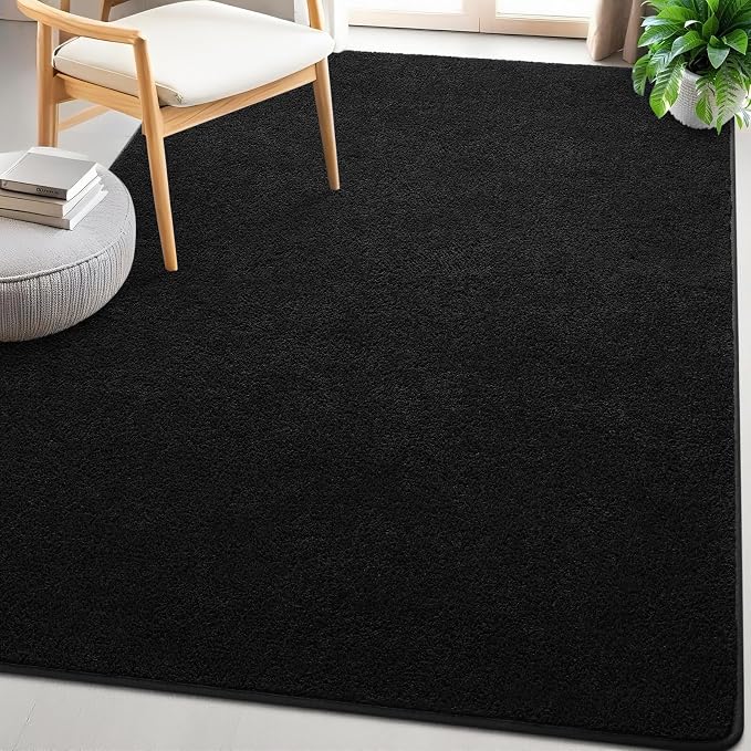 5x7 Feet Black Area Rugs for Bedroom, Indoor Washable Memory Foam Rug for - Image 8