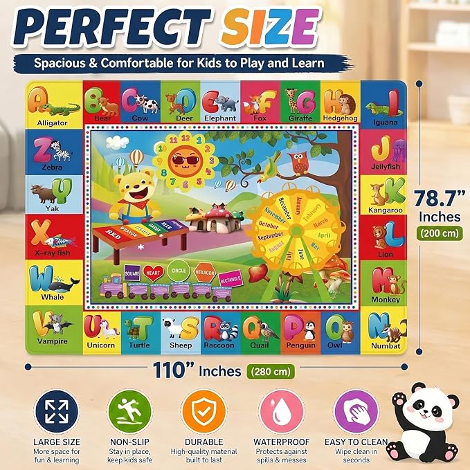 ABC Kids Play Rug, Non-Slip Classroom Carpet, soft low-pile surface, non-slip - Image 2